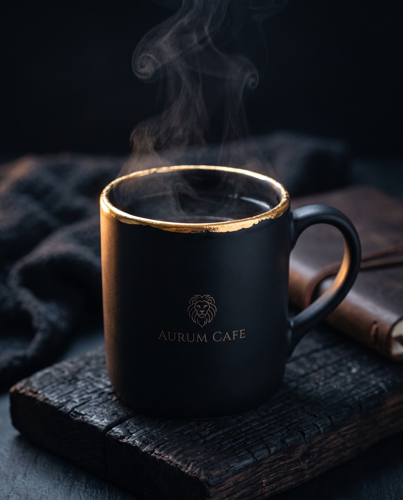 Gold-Rim Matte Black Mug
